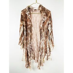 Victorian House Branson Women’s Size Small Lace Sheer Cardigan Ruffle Brown